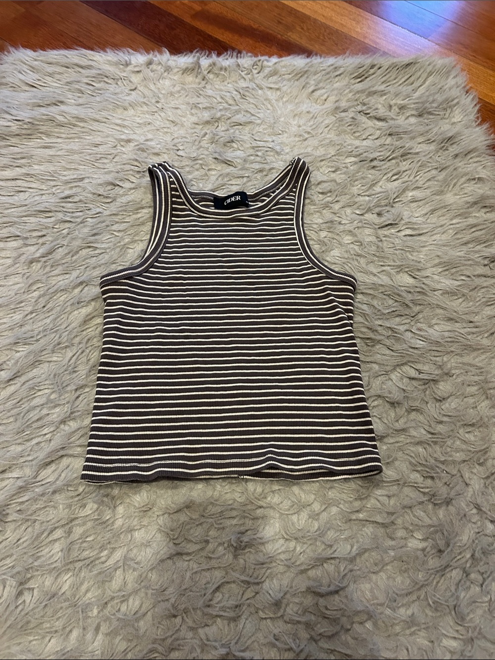 Cider‎ Ribbed Striped Tank Top - Gray & White